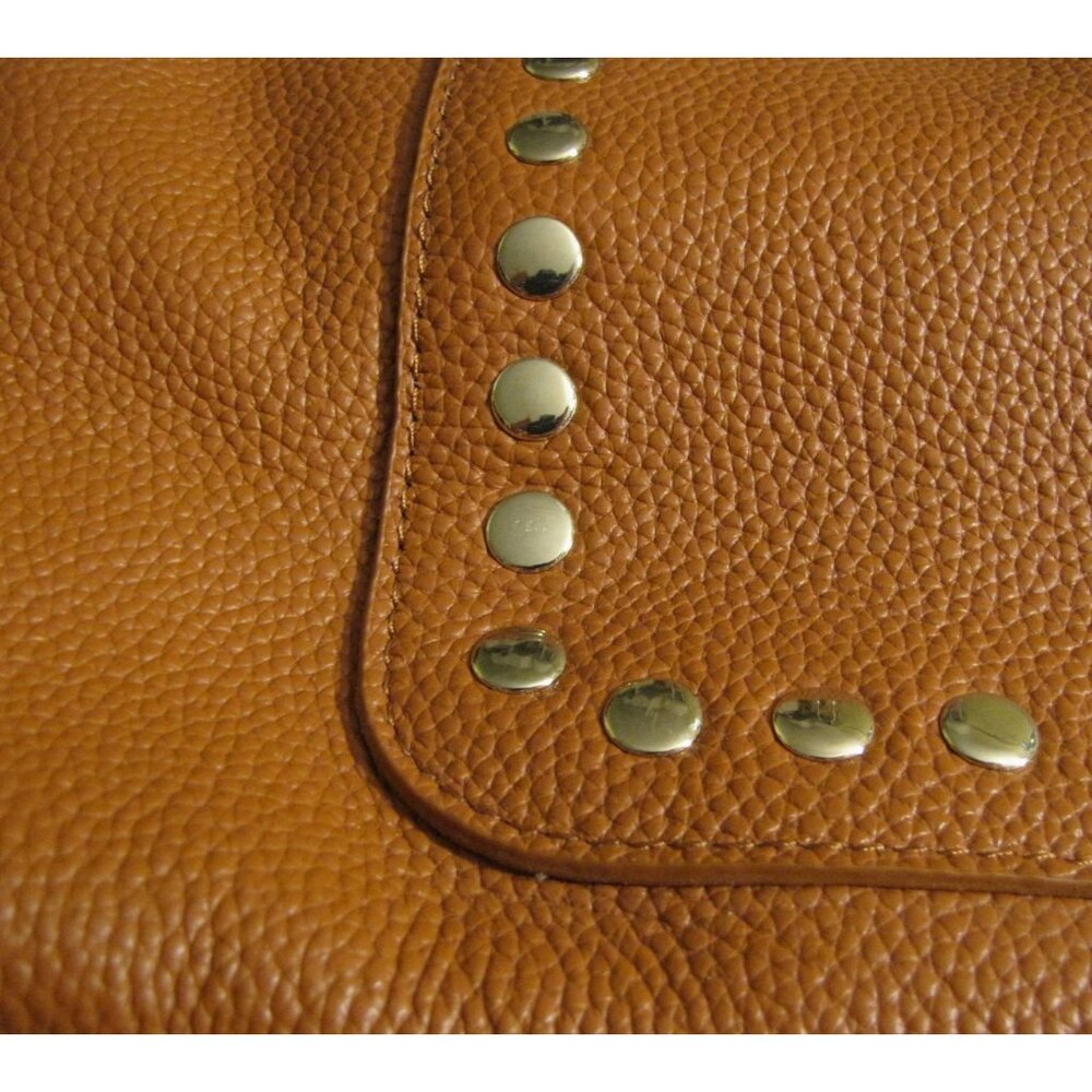 Laggo Mara Hobo Bag Brown Genuine Leather Studded Accents NEW - Picture 2 of 4